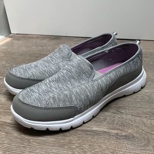 Grey Widefit Slip on Shoes with Memory Foam Soles